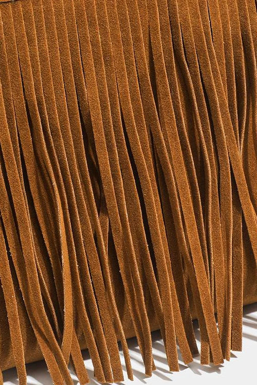 Modern Western Cowboy Brown Fringe Crossbody Bag