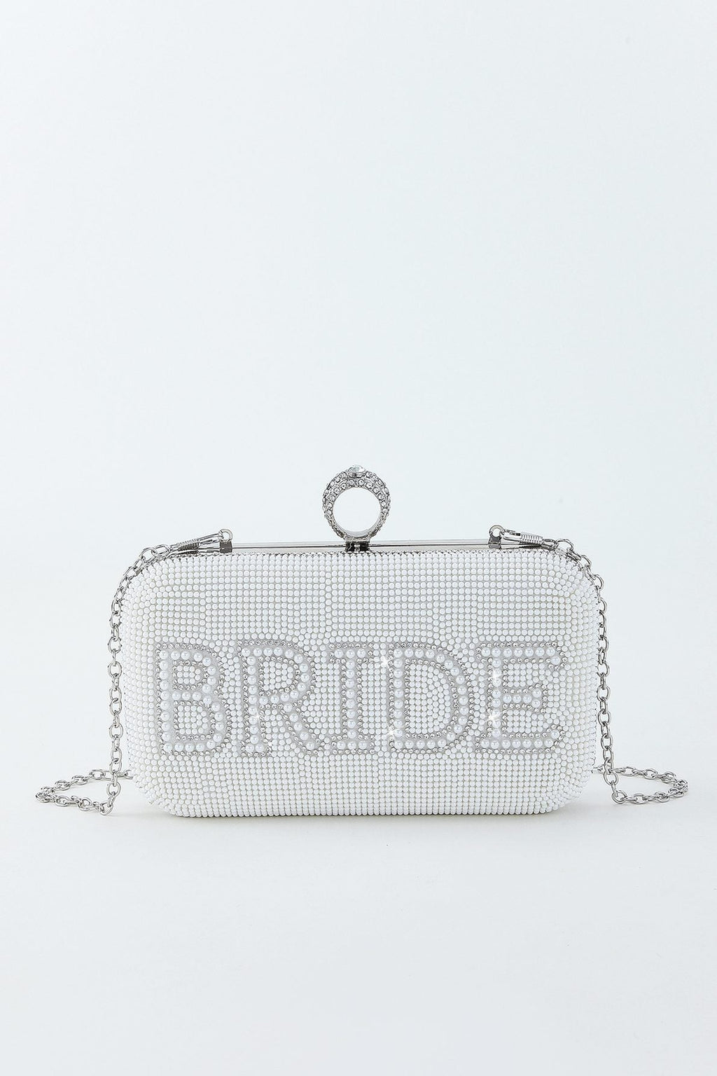 Bride To Be Sequined Clutch - White/Silver