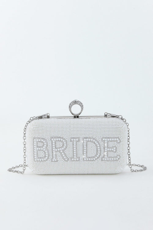 Bride To Be Sequined Clutch - White/Silver