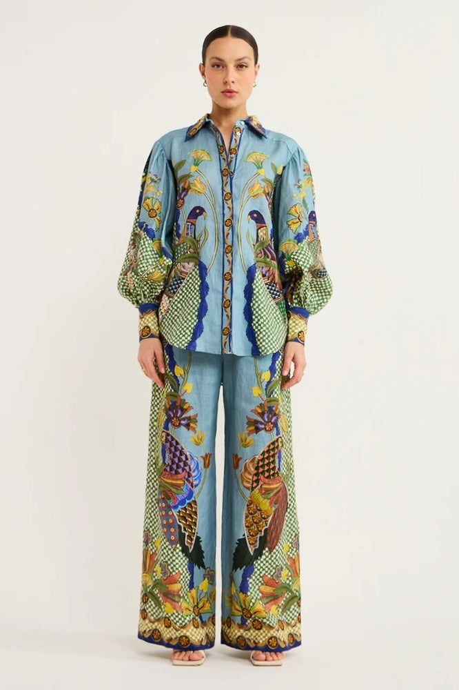 Felice Balloon Sleeve Flower Trousers Set