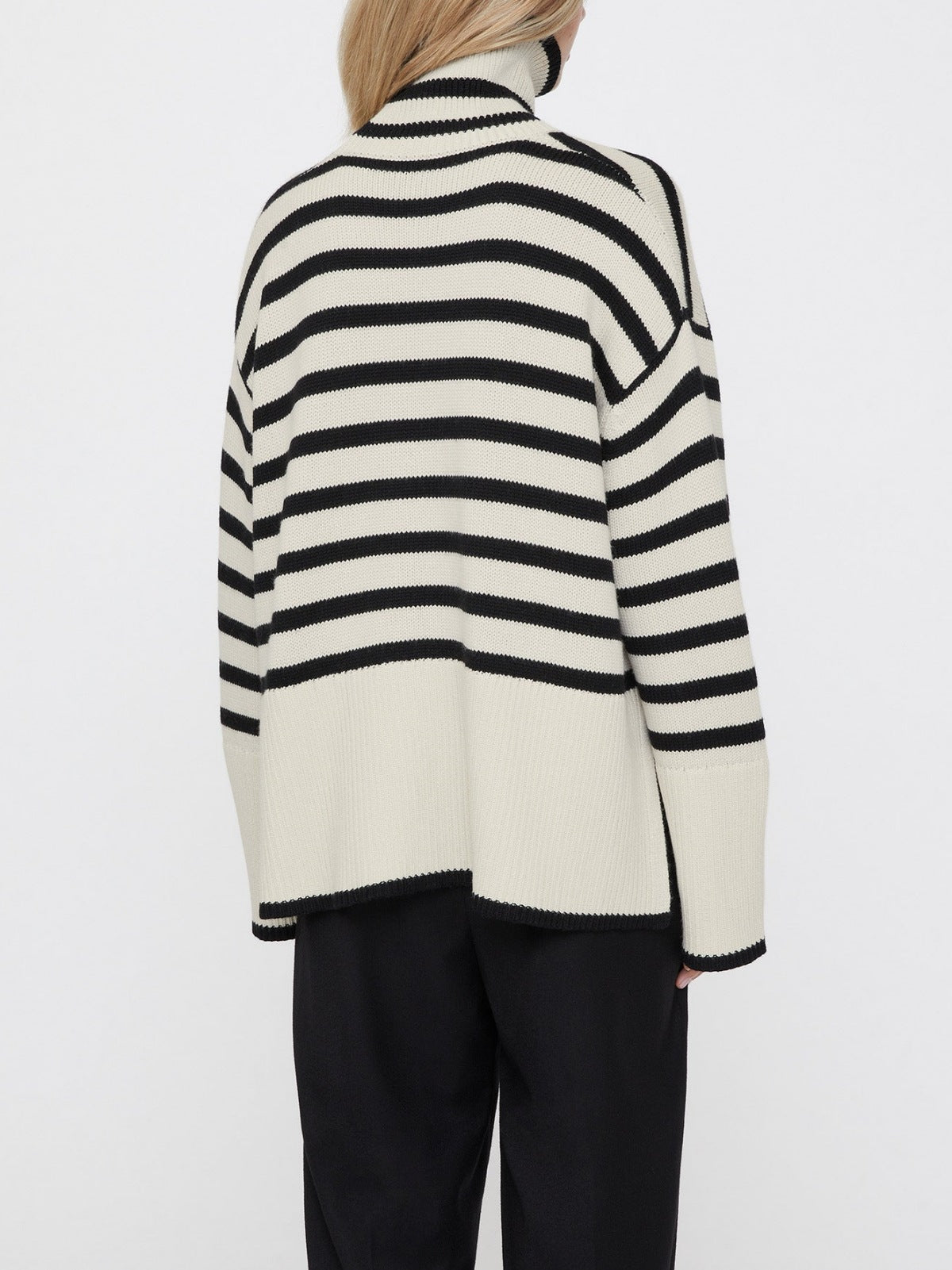 Turtleneck Striped Knit Sweater
