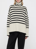 Turtleneck Striped Knit Sweater