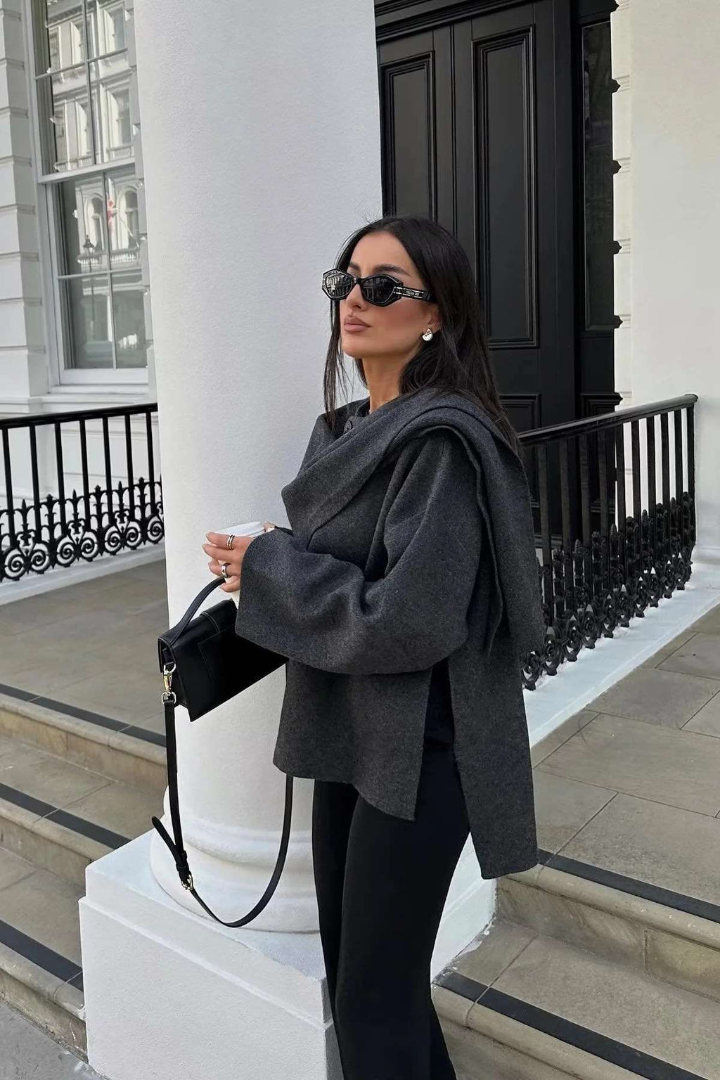 Modern Asymmetrical Scarf Jacket