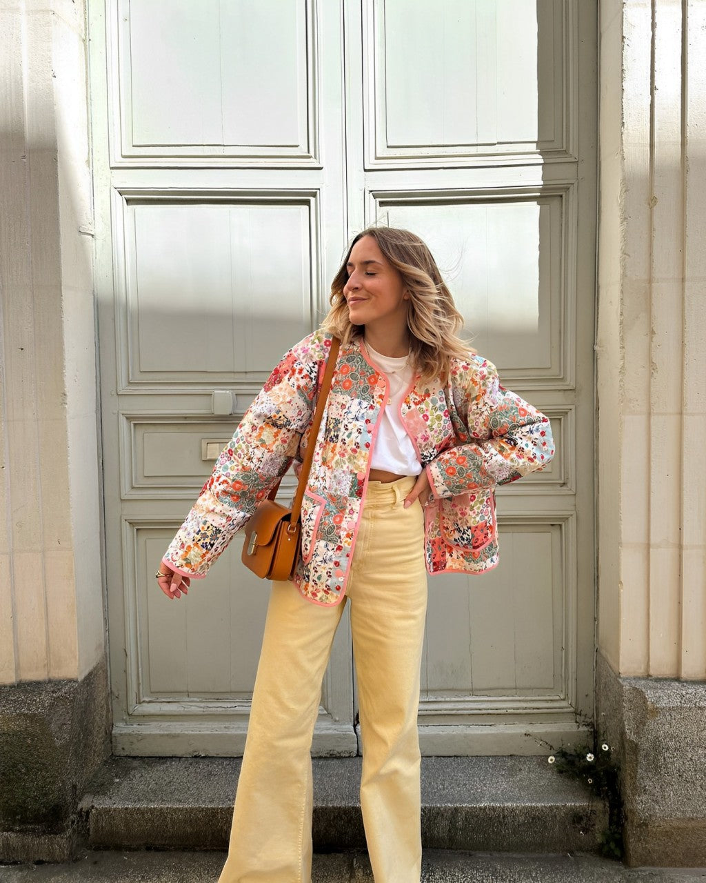 Denim Jacket with Patchwork, Relaxed Fit and Print