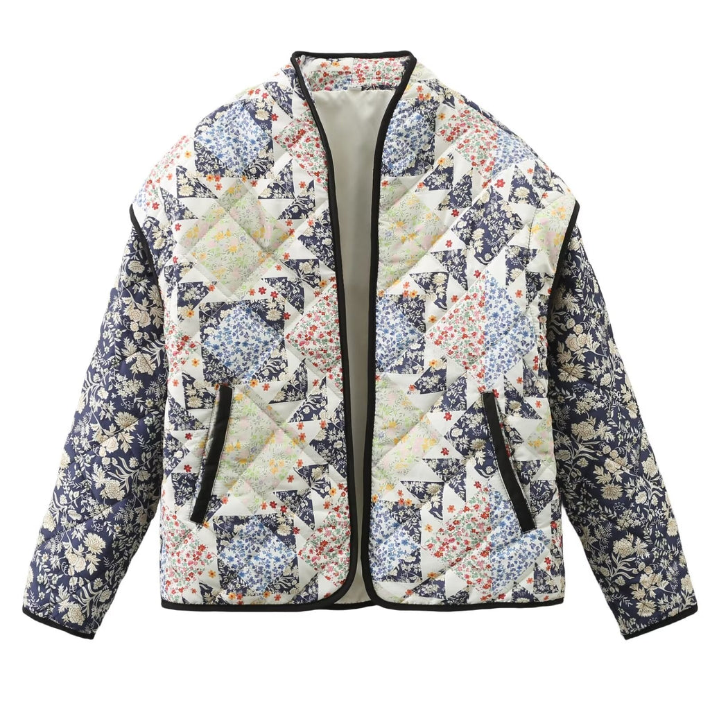 Quilted Jacket with Relaxed Fit and Print in Quilted Design