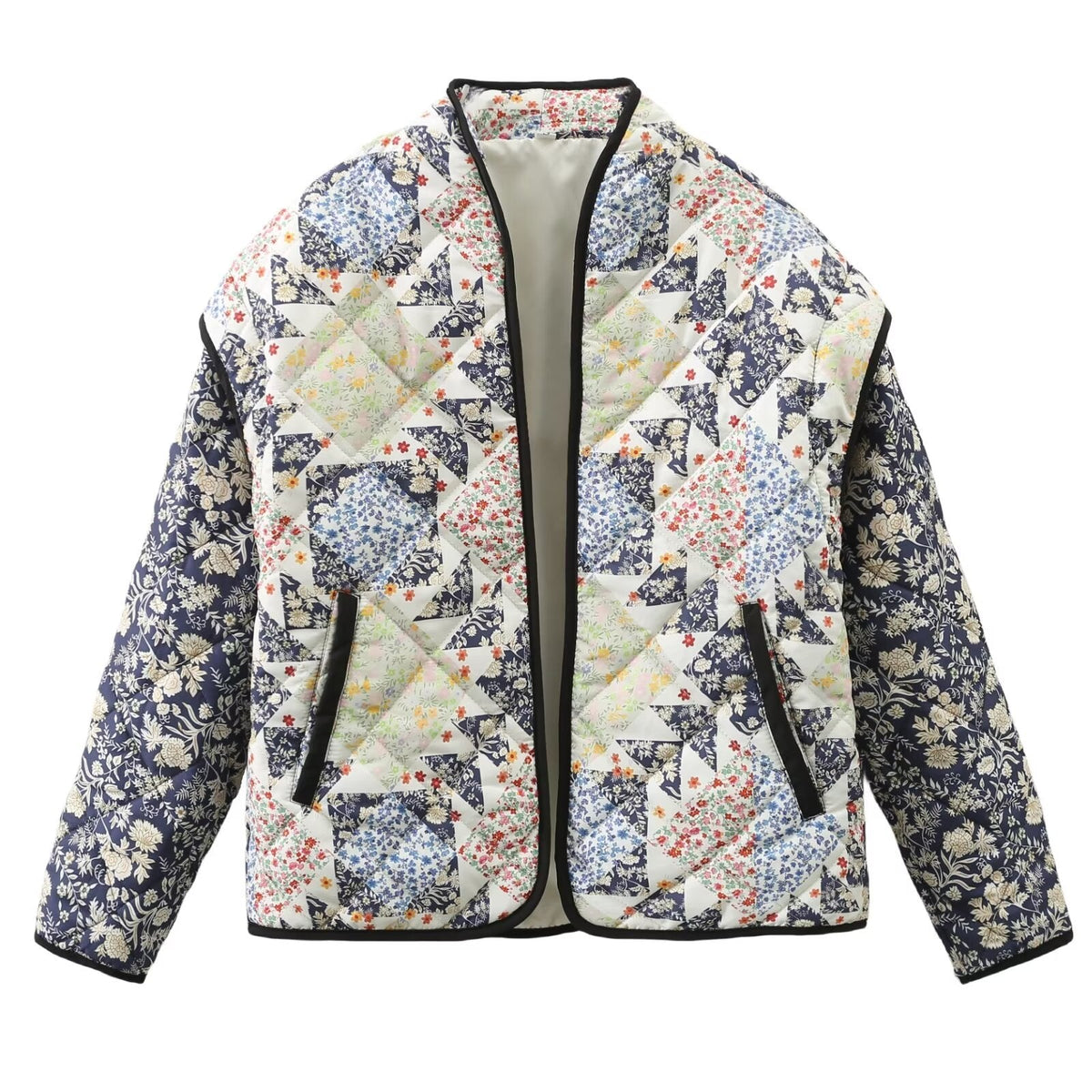 Quilted Jacket with Relaxed Fit and Print in Quilted Design