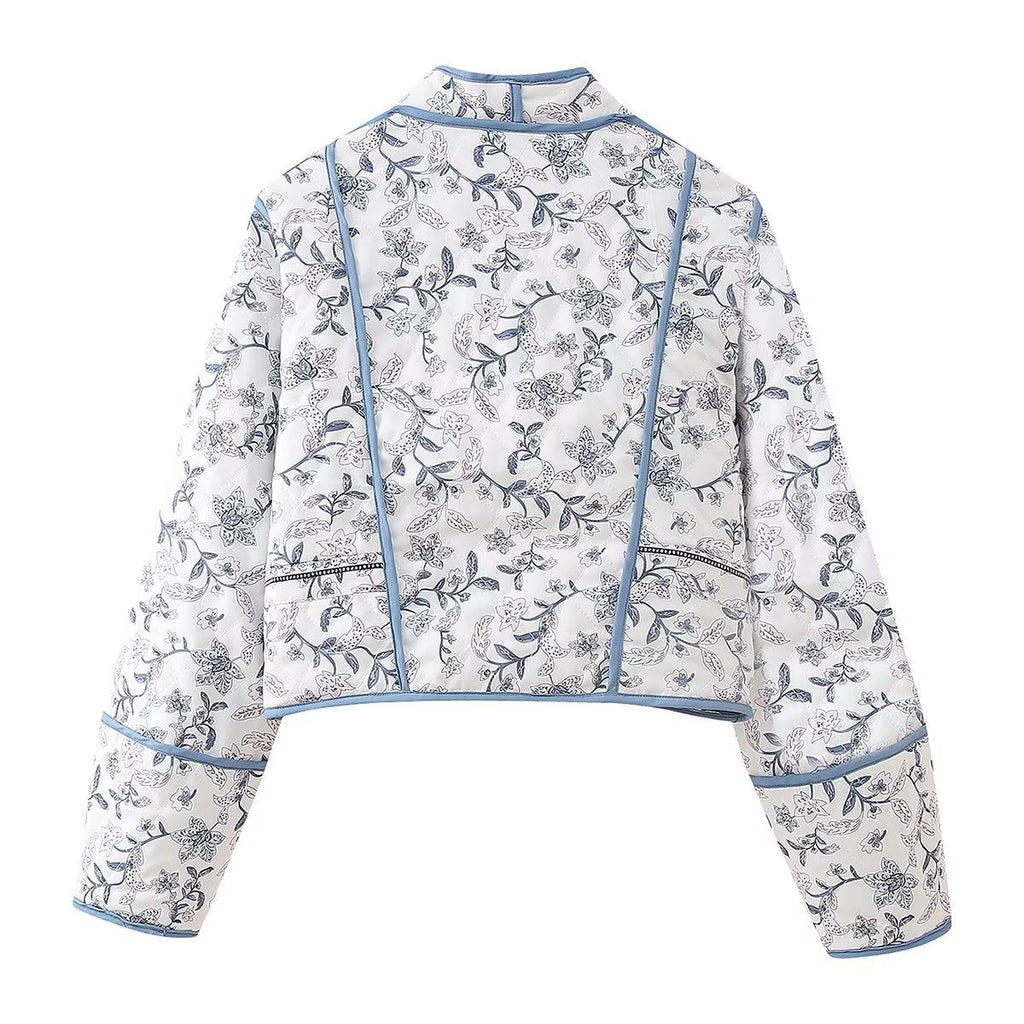 Reversible Jacket with Floral Print and Ethnic Print