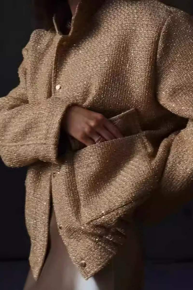 Modern Sequined Small Stand Collar Jacket