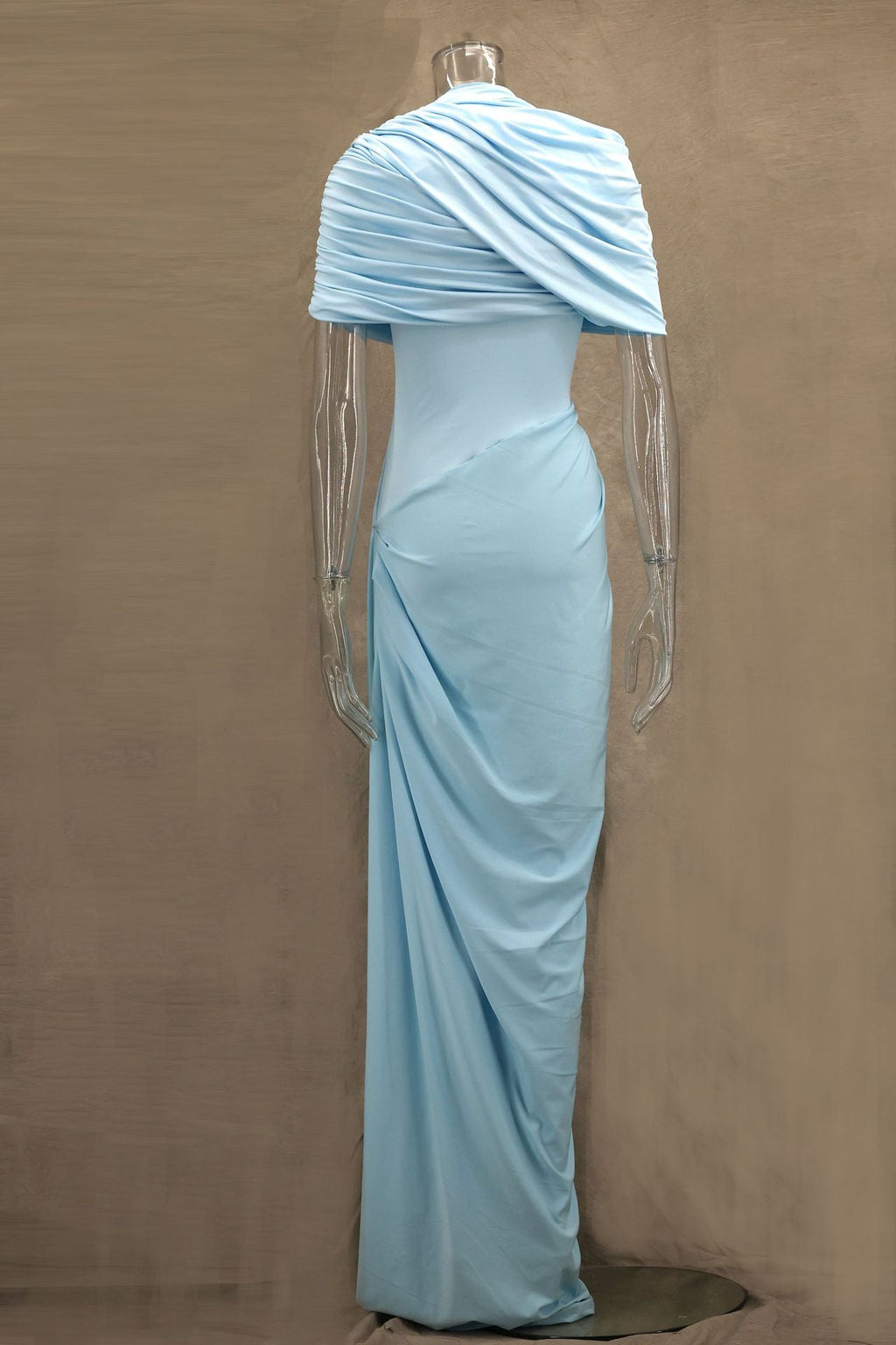 Modern Cloud Drape Ruched Wrap Maxi Dresses
