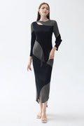 Stylish Patchwork Pleated Irregular Skirt Set