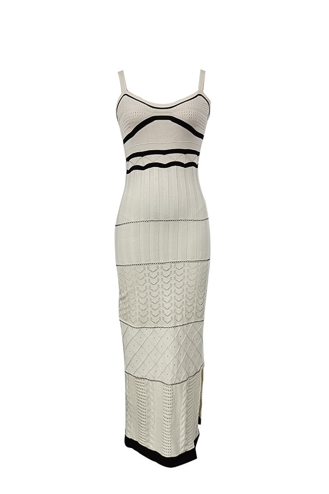Modern Esther Knit Hollow Out Maxi Slit Dress