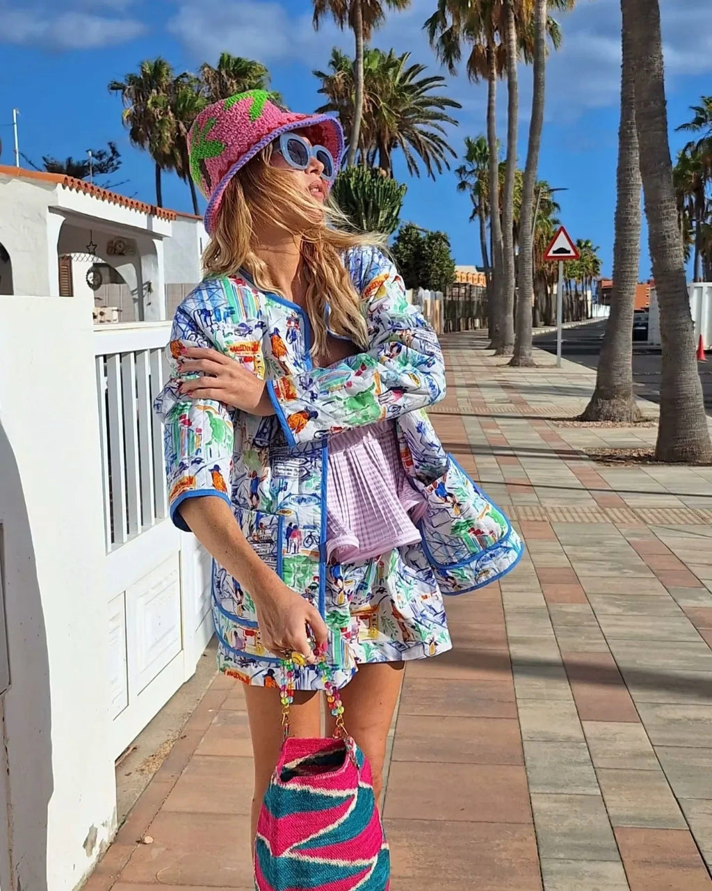 Jacket and Shorts with Graffiti Print
