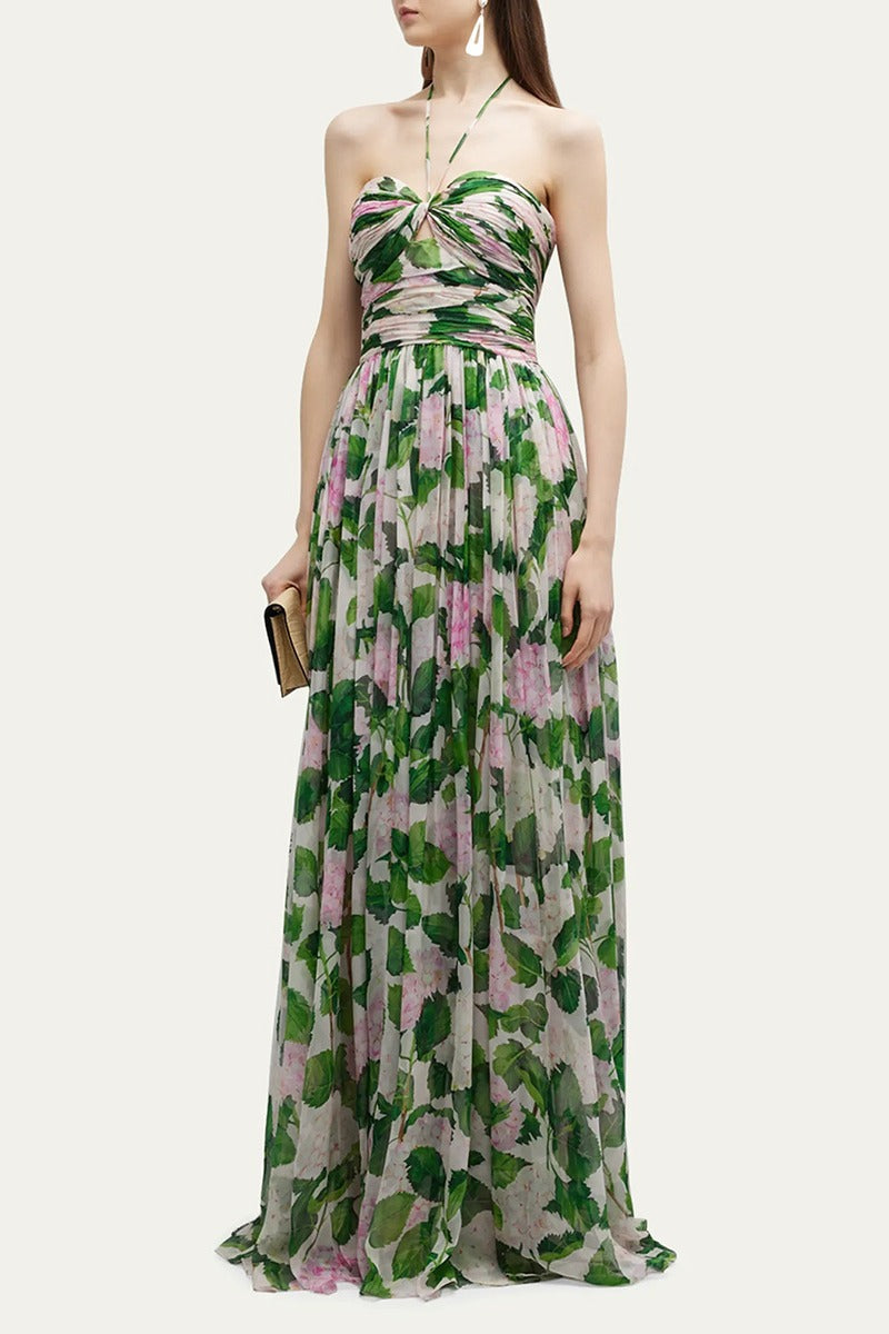Madelaine Halterneck Flower Maxi-Length Dress