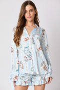 Coordinated Tea Party Print Bow Tie Pajama Set