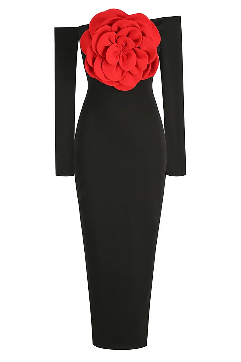 Blandine Off-Shoulder Flower Maxi-Length Dress