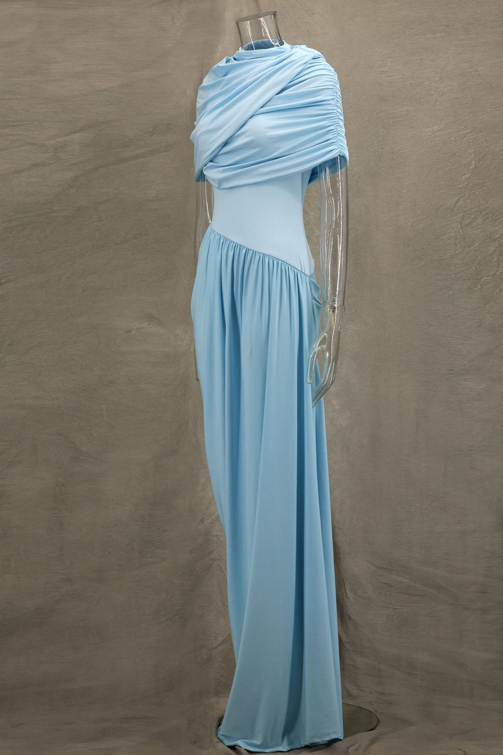 Modern Cloud Drape Ruched Wrap Maxi Dresses