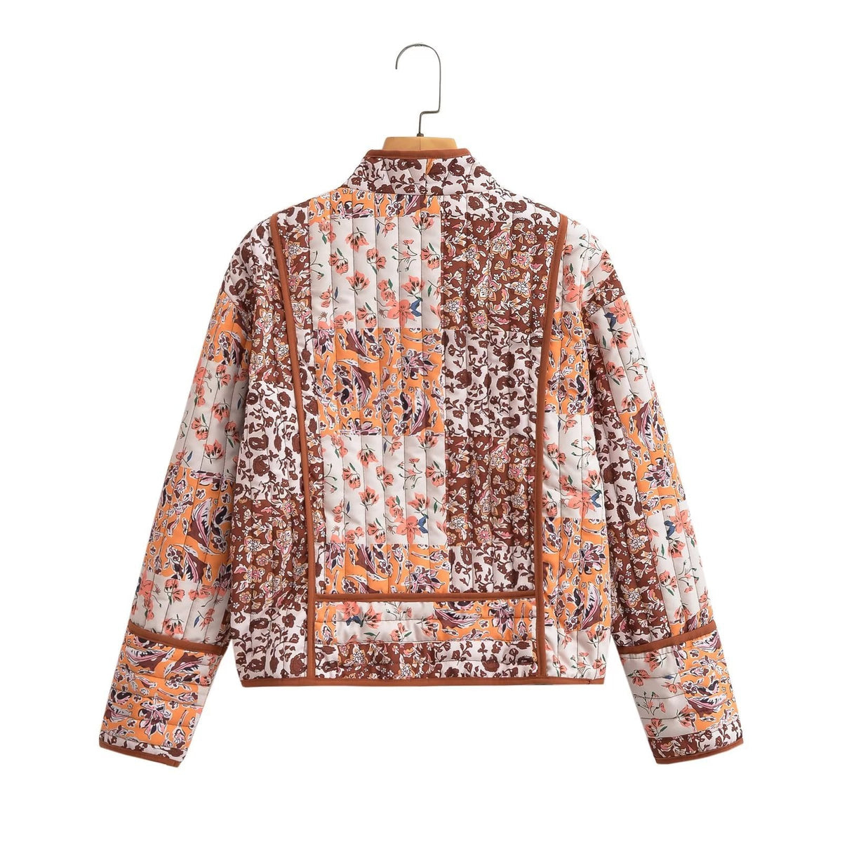 Jacket with Patchwork, Drop Shoulders and Print