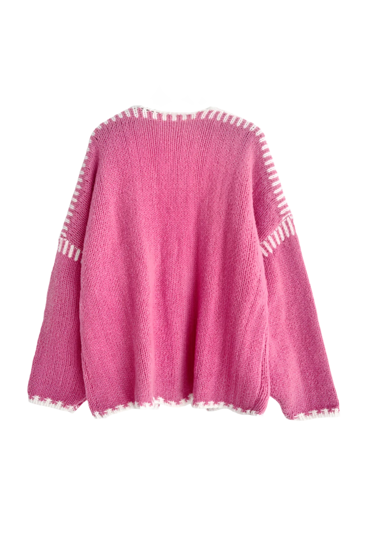 Contrast Loose Long Sleeve Knit Cardigan