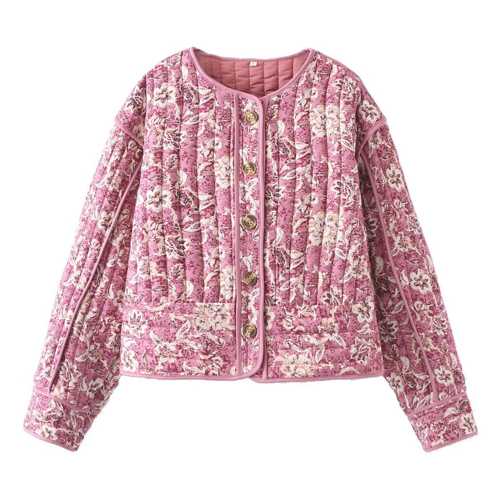 Retro Flower Quilted Jacket