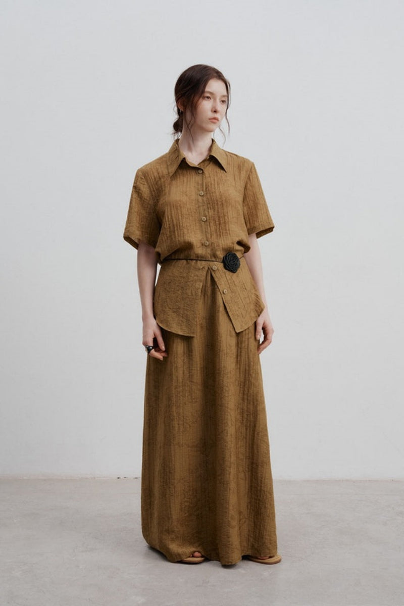 Modern Jacquard Pattern Tencel Shirt