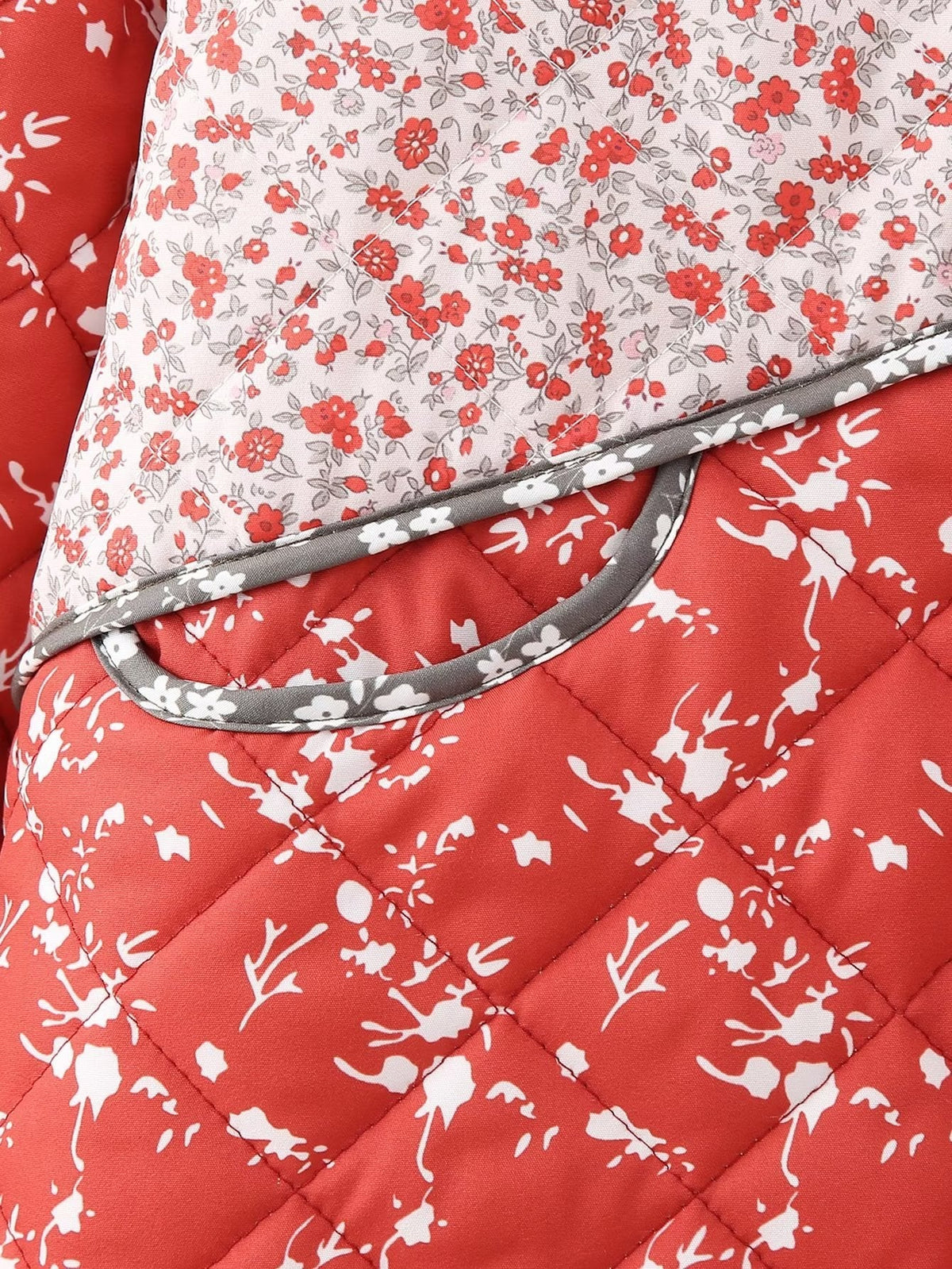 Quilted Jacket with Floral Print and Ethnic Print in Quilted Design