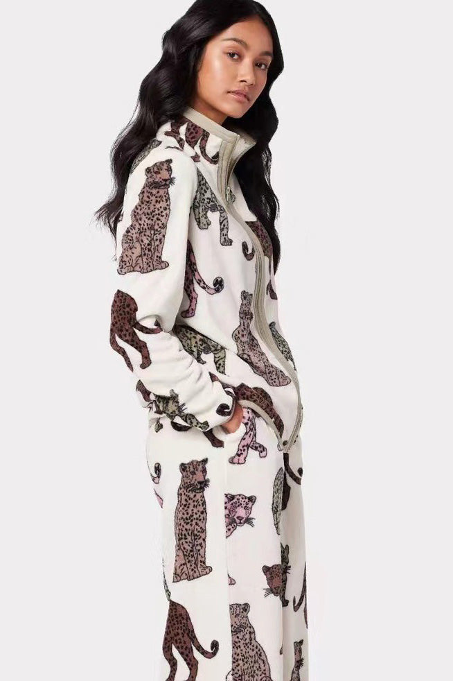 Coordinated Melard Leopard Print Pajama Set