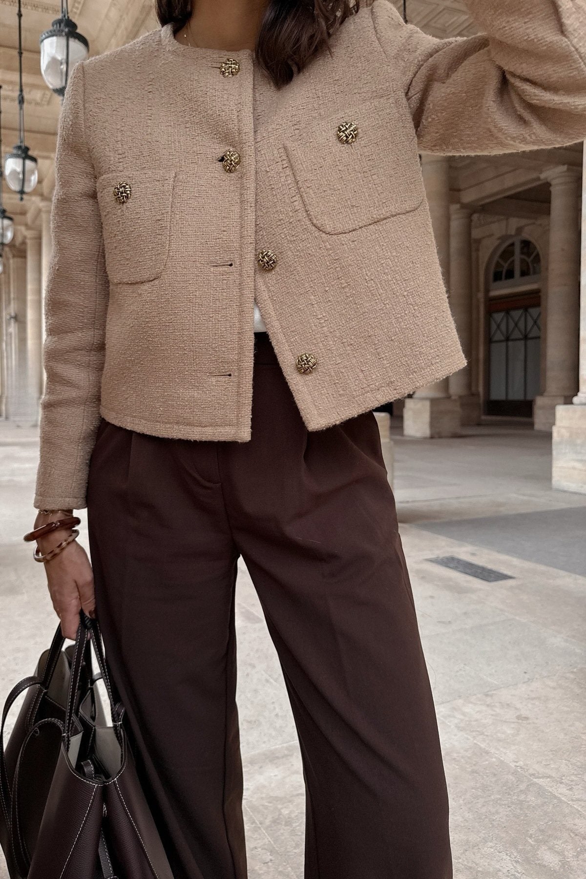Textured Tweed Cropped Jacket