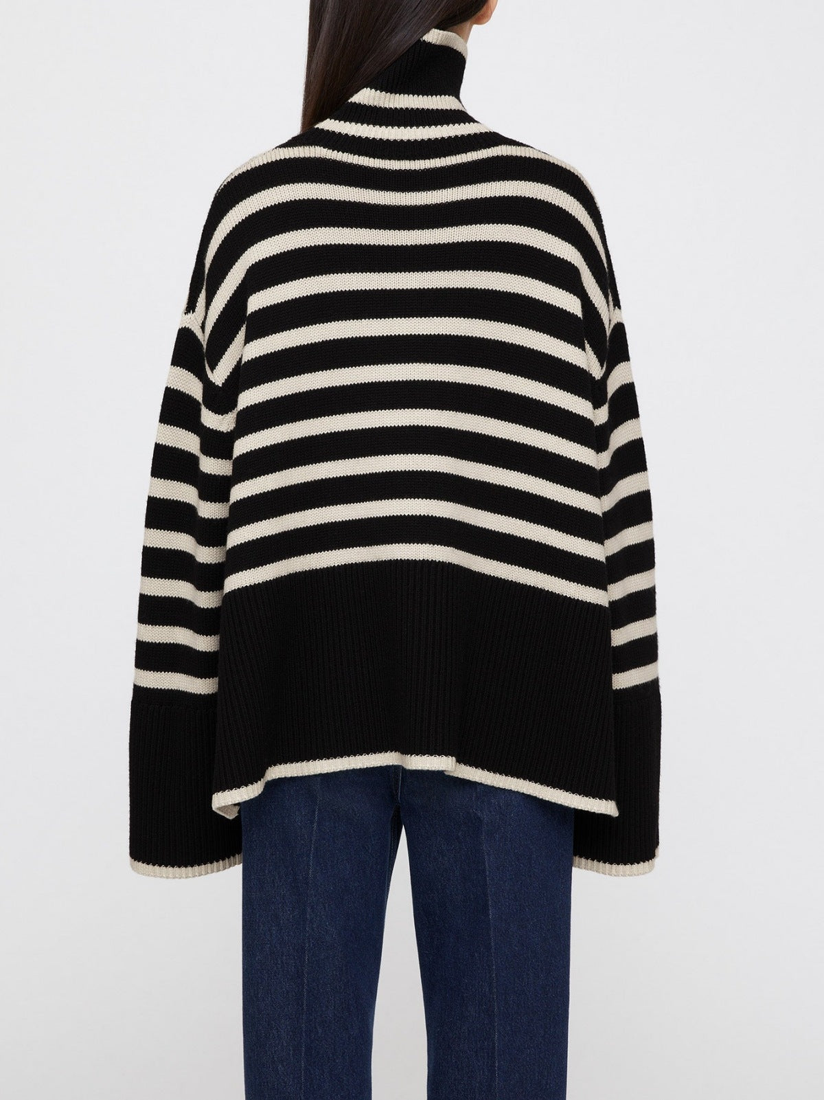 Turtleneck Striped Knit Sweater