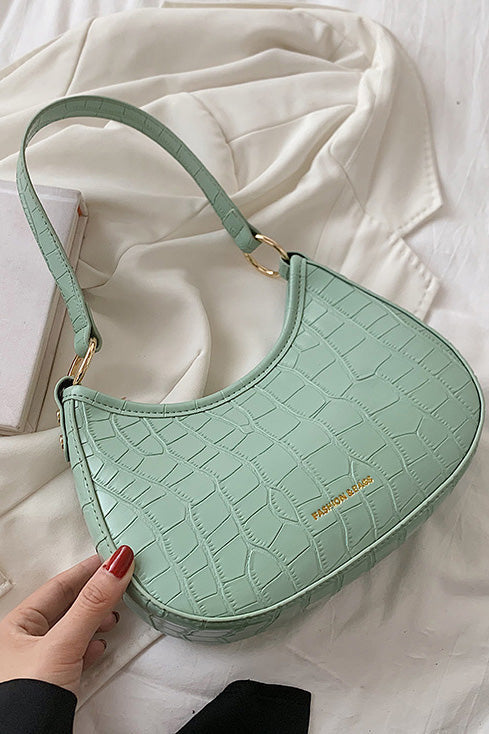 Modern Black Croc Mini Hobo Bag