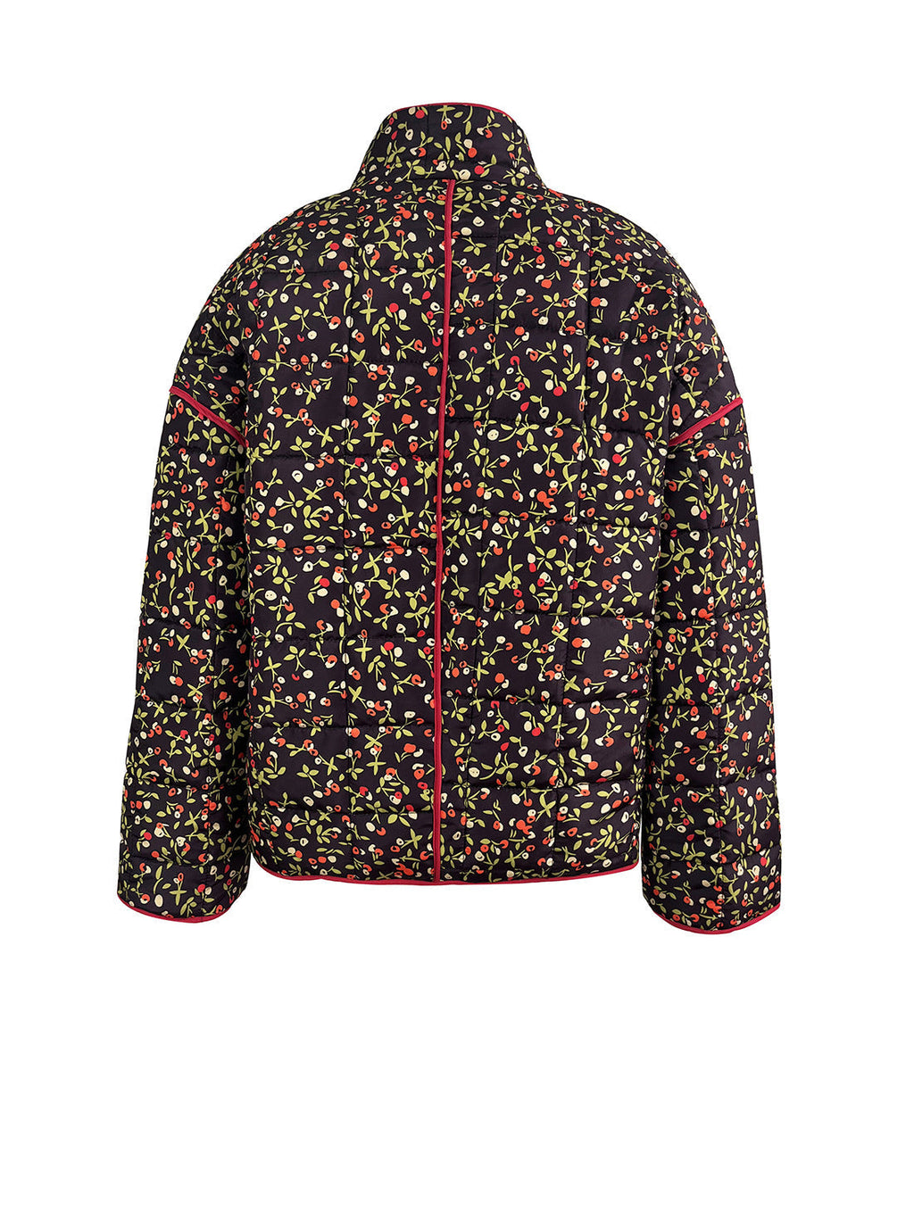 Jacket with Floral Print, Pockets and Drop Shoulders