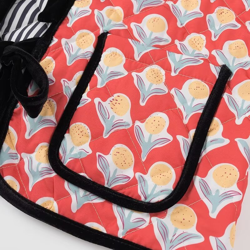 Lightweight Jacket with Floral Print and Bow Details