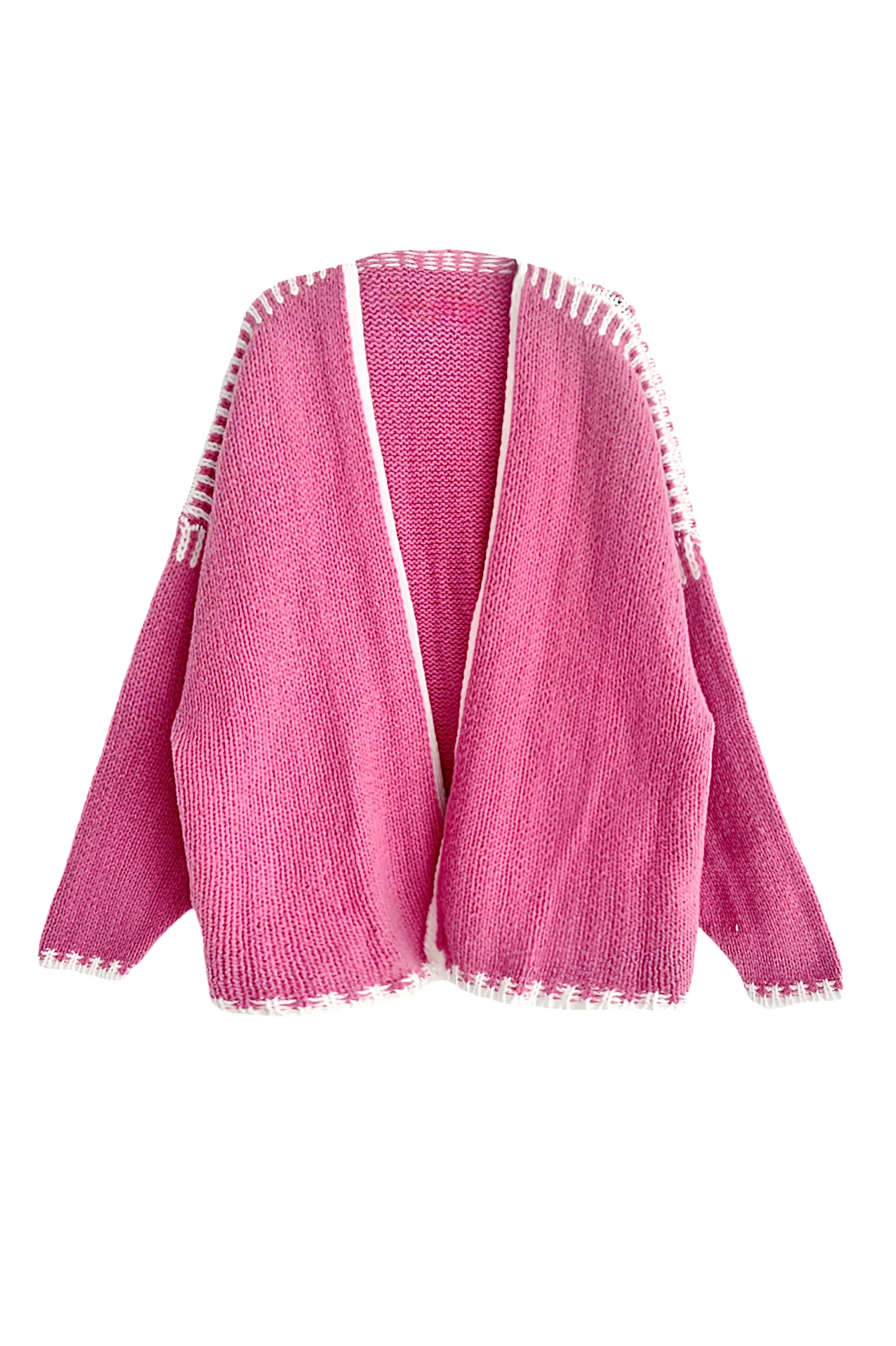 Contrast Loose Long Sleeve Knit Cardigan