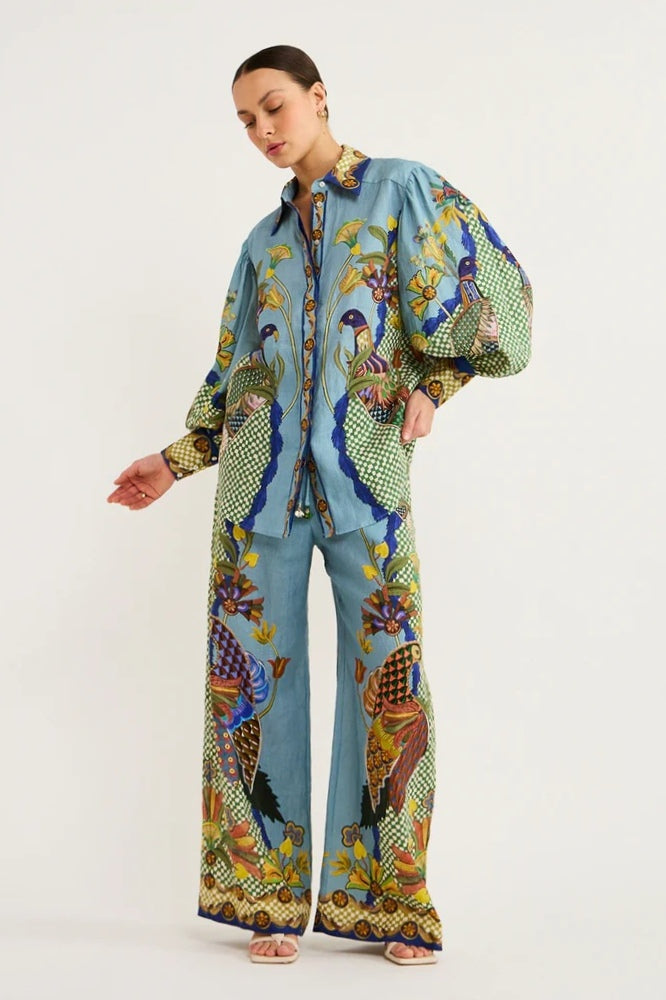 Felice Balloon Sleeve Flower Trousers Set