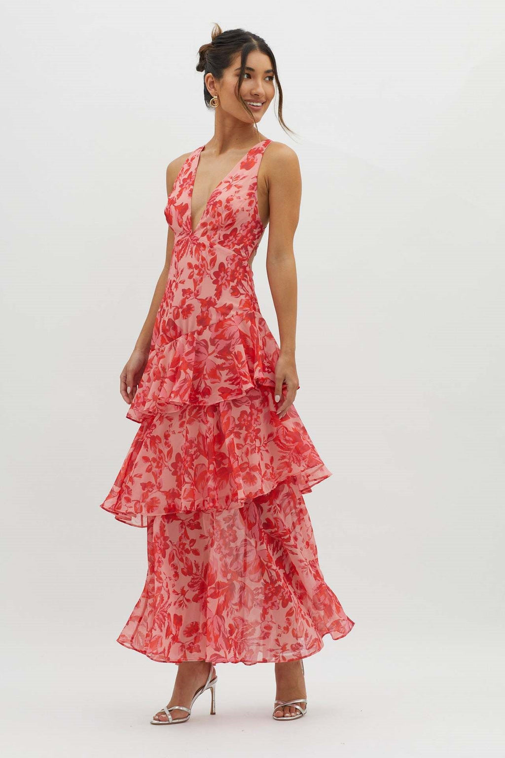 Strappy Back Ruffled Maxi-Length Dress