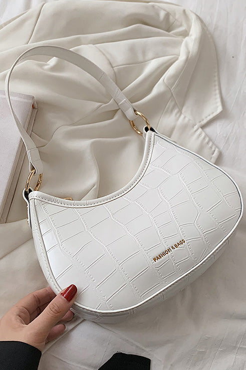 Modern Black Croc Mini Hobo Bag