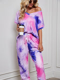 Clara - Two-Piece Shirt and Pants Set, Tie-Dye in Pink and Blue