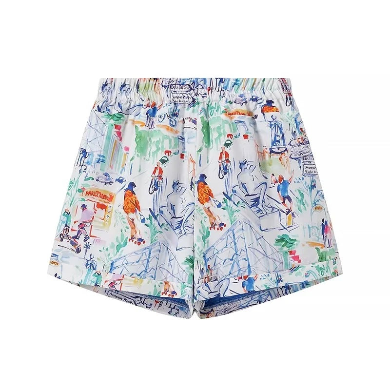 Jacket and Shorts with Graffiti Print