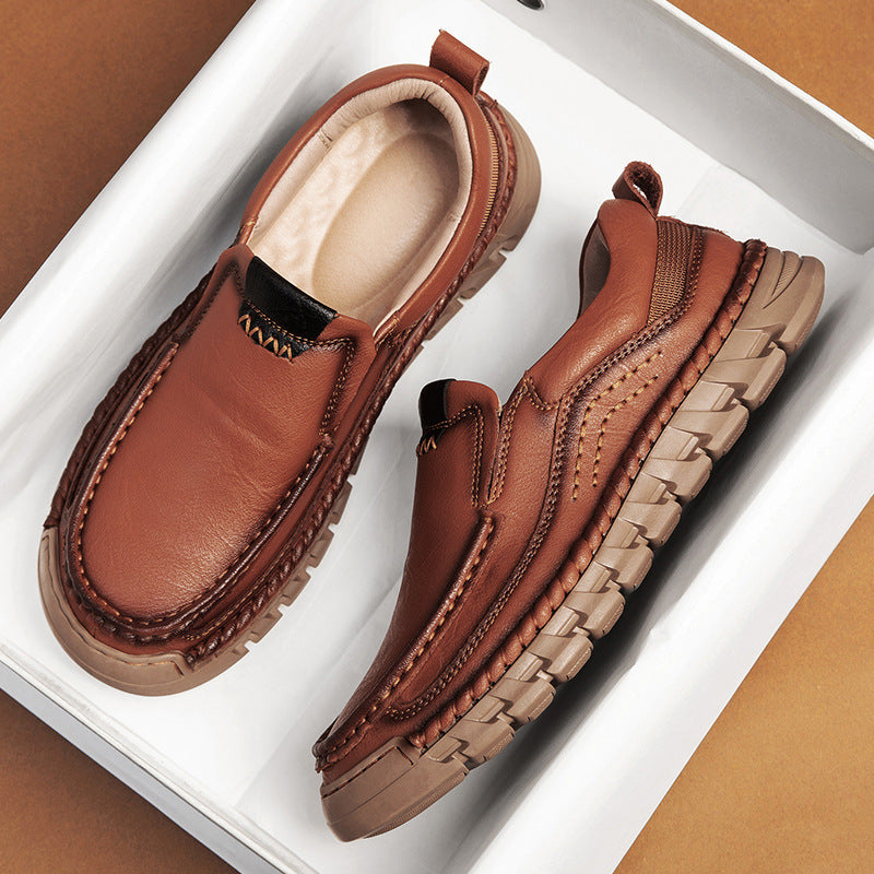 Leather Loafers with Precision Stitching