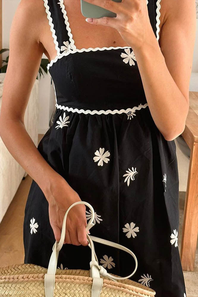 Flower Print suspender dress