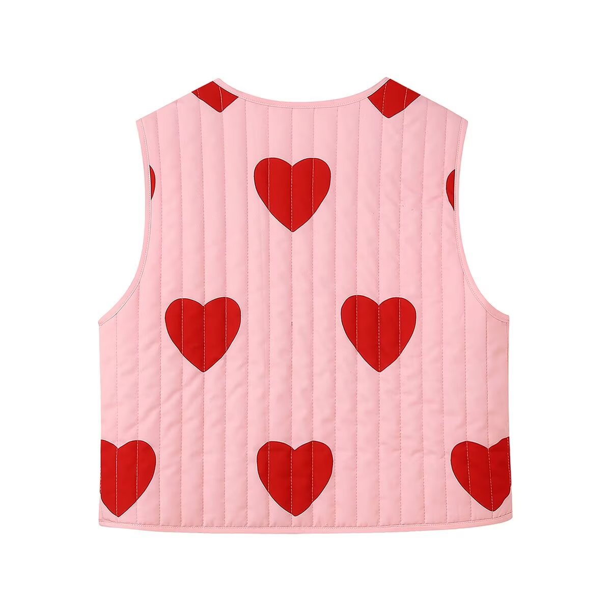 Denim Vest with Fitted Cut, Bow Details and V-Neck