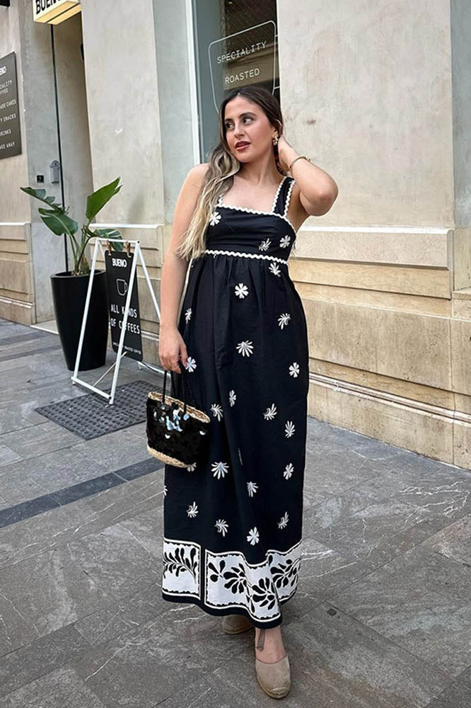 Flower Print suspender dress