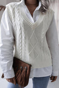 Solid Geometric Knit Sweater Vest