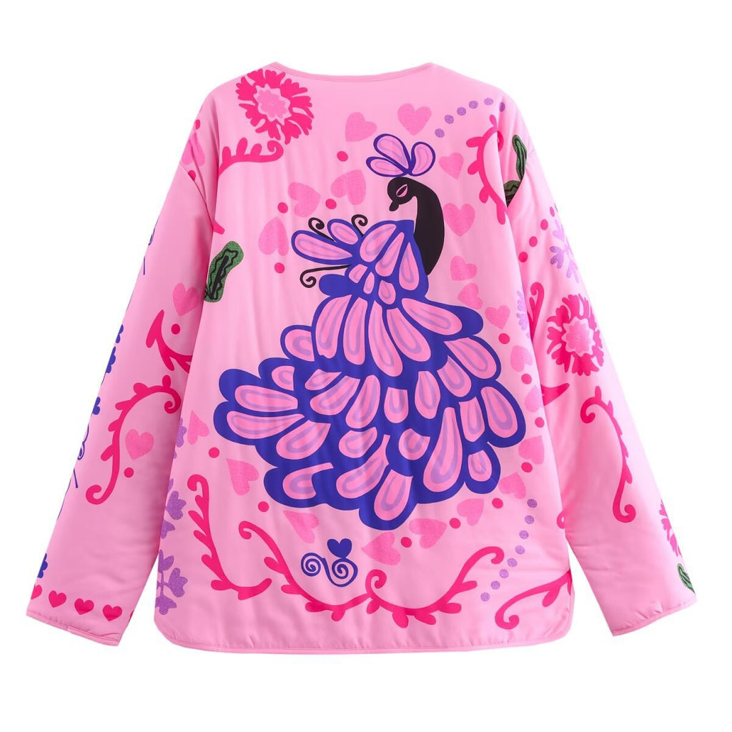 Denim Jacket with Graffiti Print and Pockets
