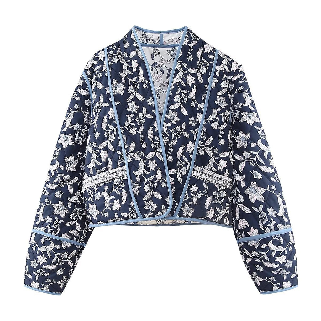 Reversible Jacket with Floral Print and Ethnic Print