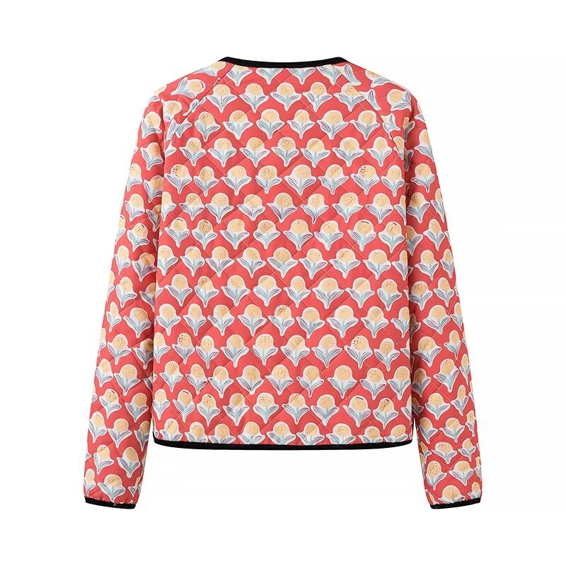 Lightweight Jacket with Floral Print and Bow Details
