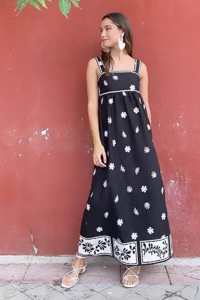 Flower Print suspender dress