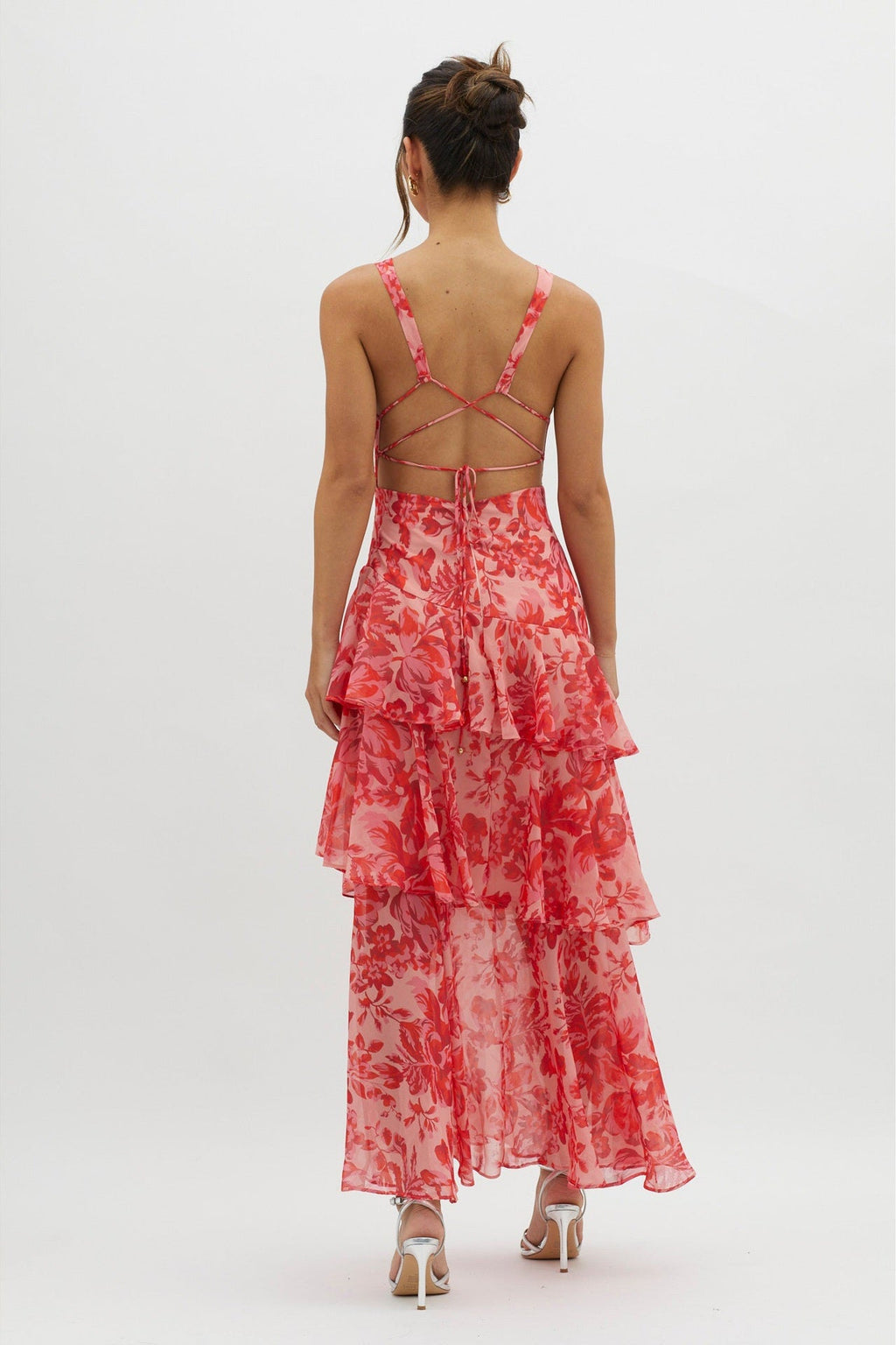 Strappy Back Ruffled Maxi-Length Dress