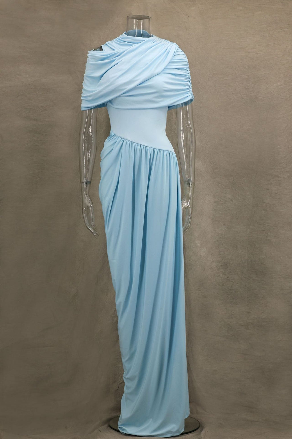 Modern Cloud Drape Ruched Wrap Maxi Dresses