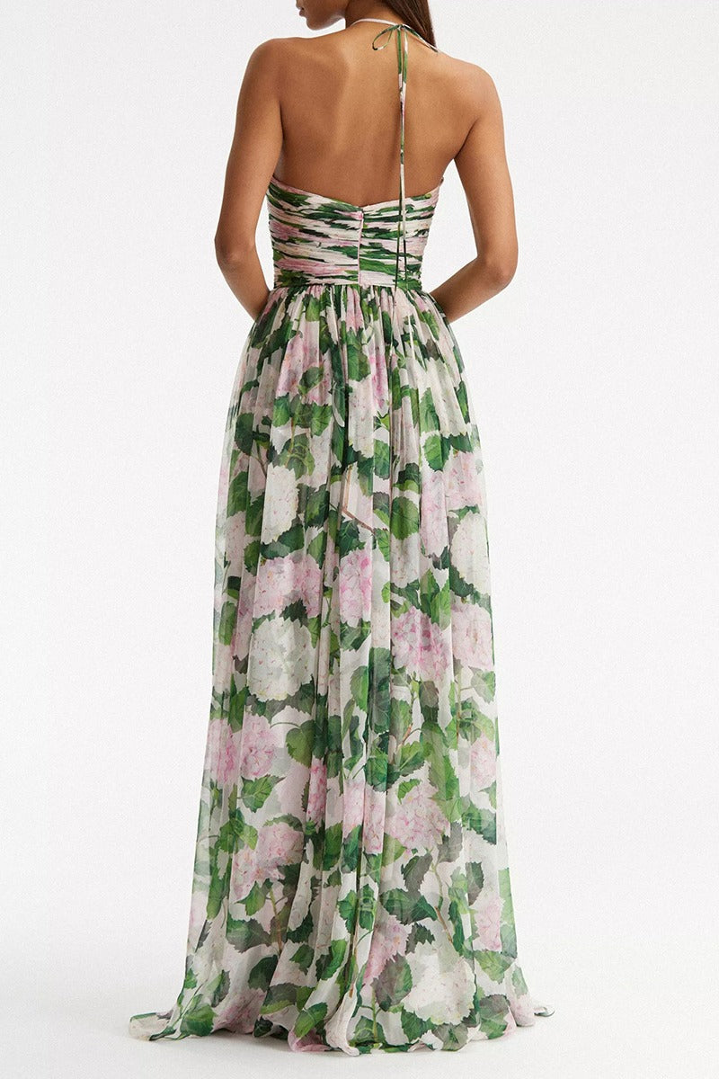 Madelaine Halterneck Flower Maxi-Length Dress