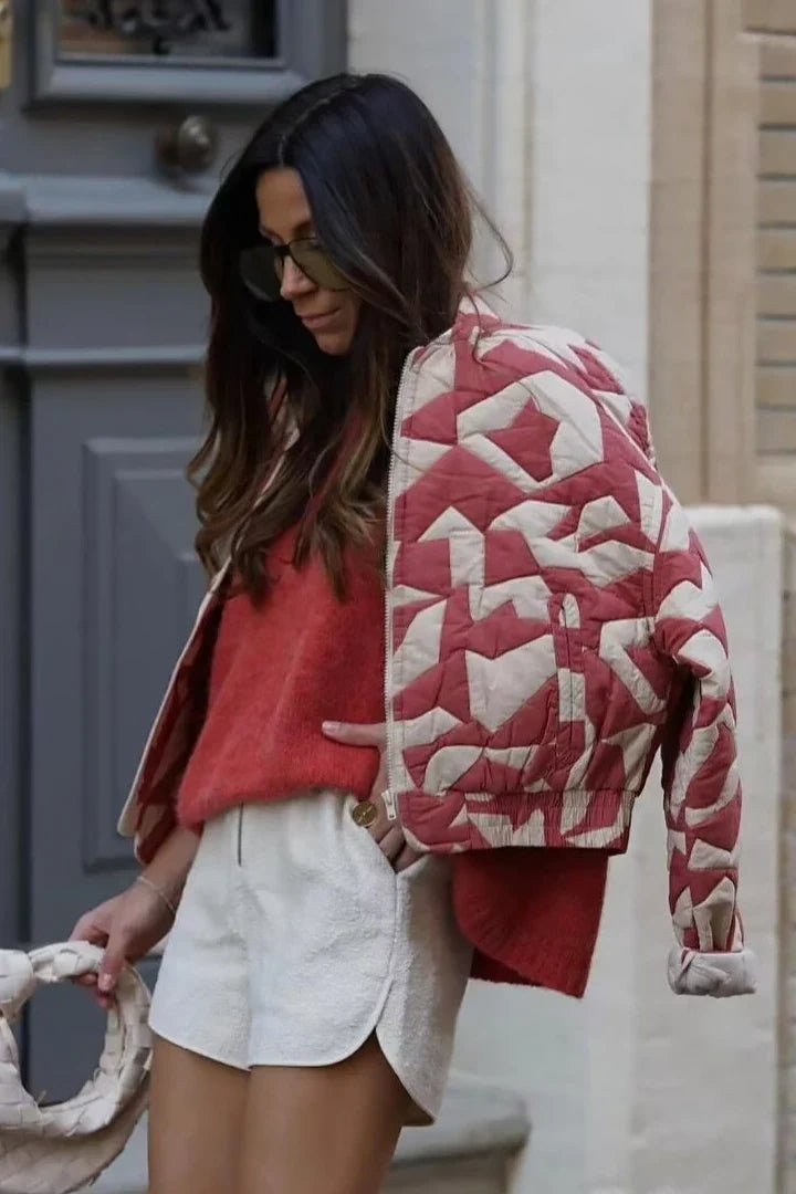 Modern Pacino Patchwork Cropped Bomber Jacket